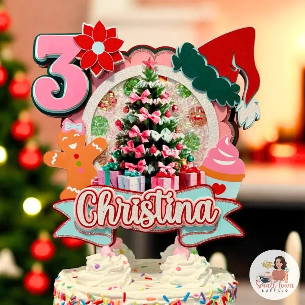 Personalized Christmas Cake Topper | Custom Birthday Shaker | MADE TO ORDER
